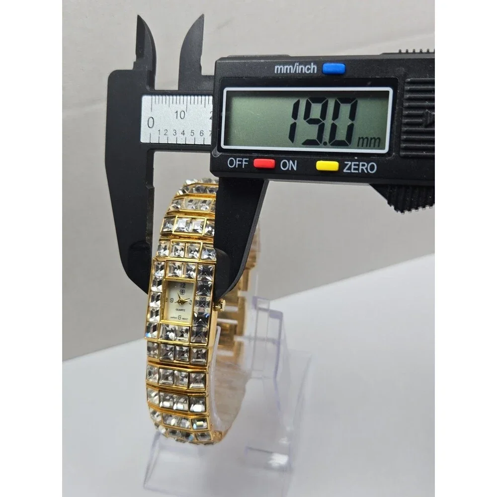 Vintage Suzanne Somers Gold Tone Rhinestone Bracelet Tank MOP Watch New Battery